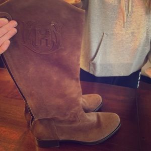 Hunter brown suede high boots